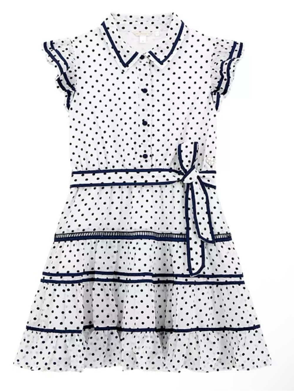 GUESS Big Girl Chiffon Belted Short Sleeve Dress - Size 12